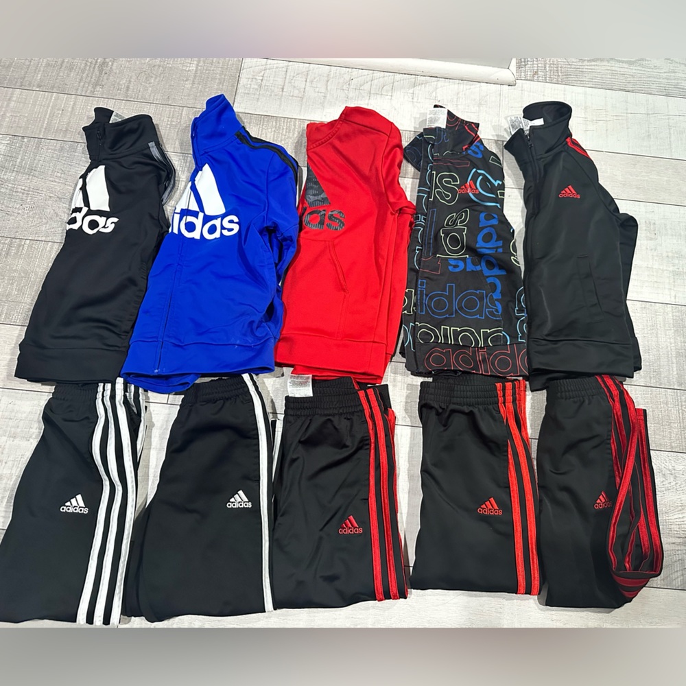 Adidas Black and Red Sweatpants Performance Joggers Set.